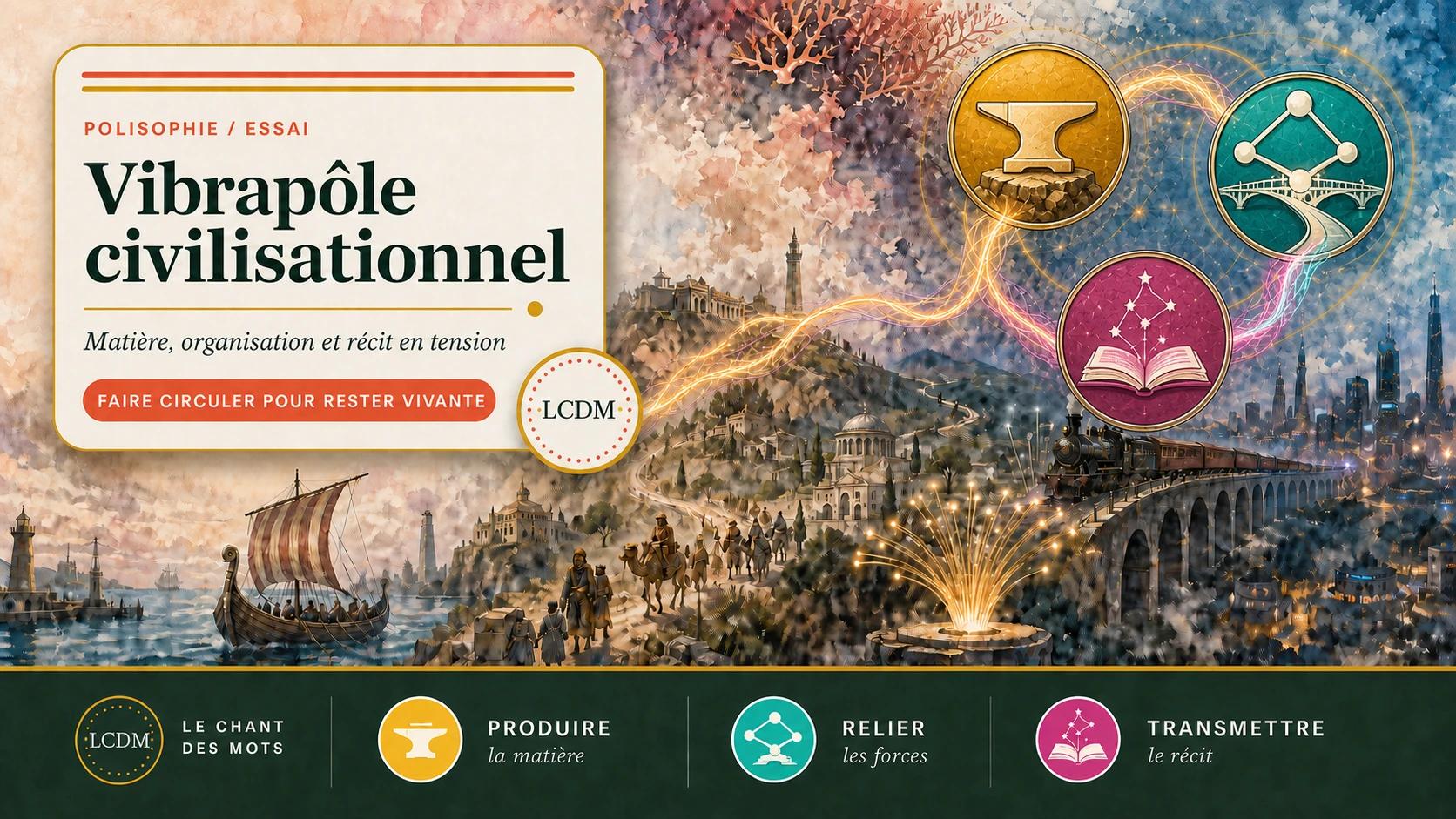 Le Vibrapôle civilisationnel : matière, organisation et récit en tension