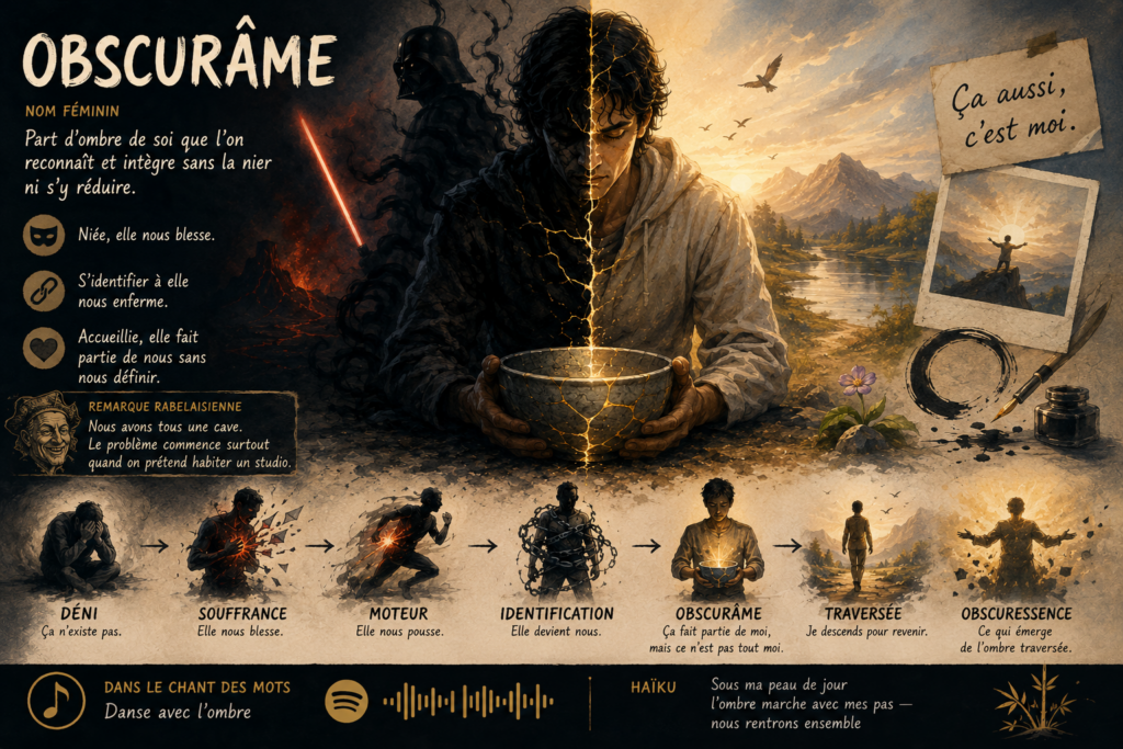 Infographie Obscurâme : intégrer sa part d’ombre sans la nier ni s’y réduire