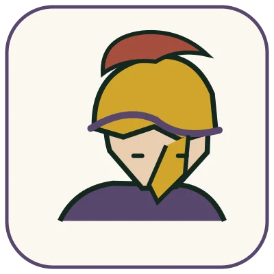 Petit casque romain stylisé.